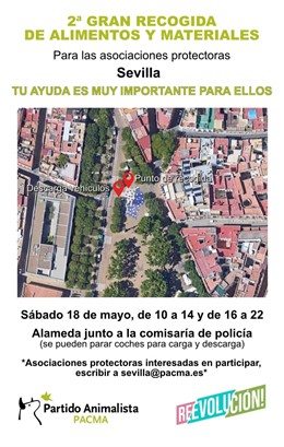 Sevilla.- Pacma recoge el sábado alimentos y materiales para animales
