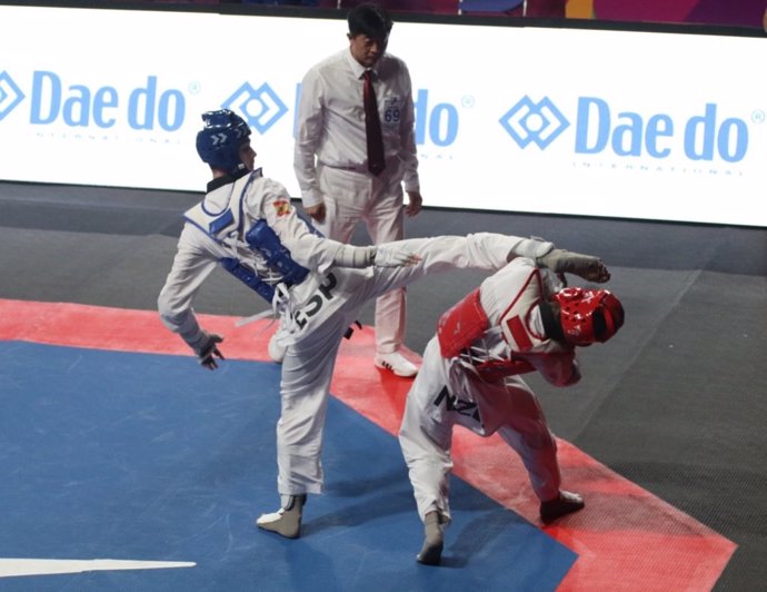 El español Javier Pérez Polo, durante el Campeonato del Mundo de taekwondo.