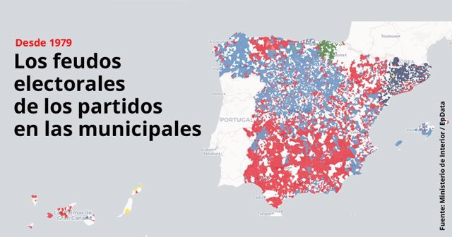 Feudos electorales: en seis de cada diez municipios ha ganado la mayoría de las elecciones el mismo partido desde 1979