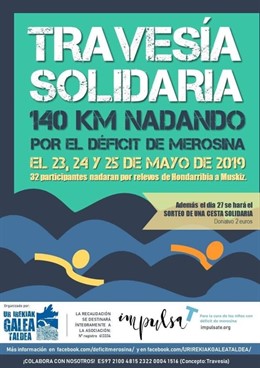 Una treintena de nadadores realizarán una travesía solidaria entre Hondarribia y Muskiz por el déficit de Merosina