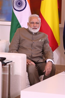 El primer ministro de la República de la India, Narendra Modi, en la Moncloa