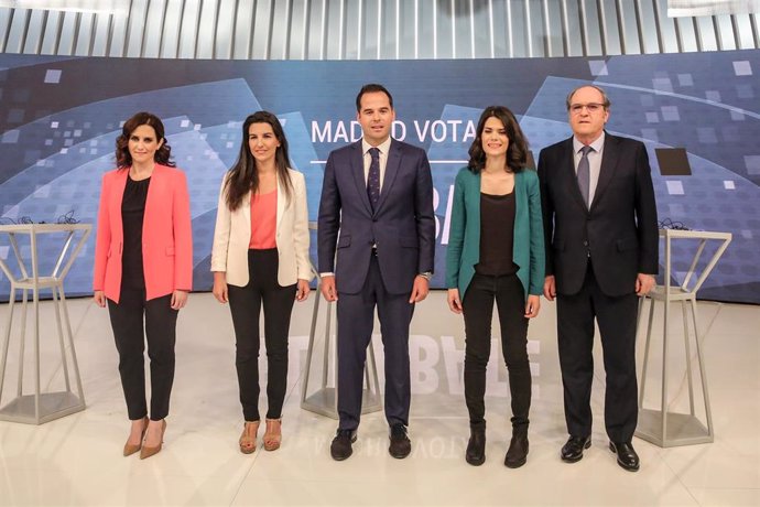 Debate de los candidatos a presidir la Comunidad de Madrid de PP, PSOE, Ciudadanos, Unidas Podemos y Vox en Telemadrid