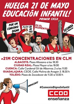 CCOO convoca este martes concentraciones en C-LM contra "precariedad y bajos salarios" en las guarderías privadas