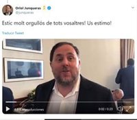 Junqueras graba un vídeo en el Congreso y lo difunde en redes sociales, pese a las restricciones del Supremo