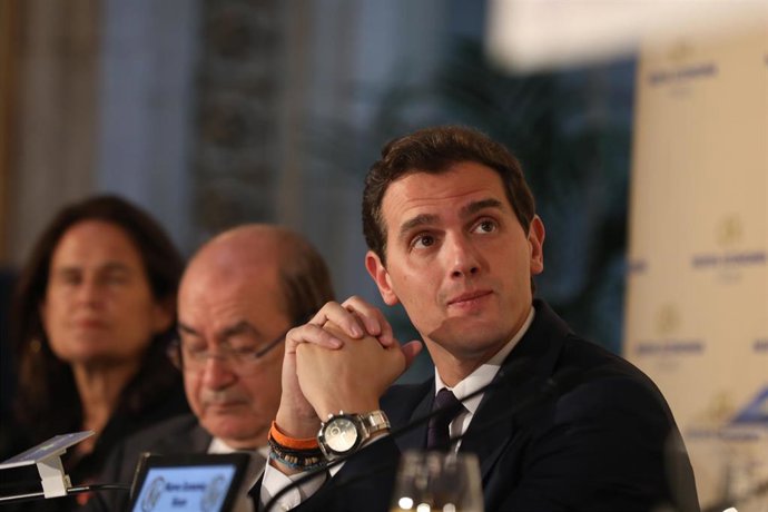 Albert Rivera y el candidato de Ciudadanos a la Presidencia de la Comunidad de Madrid, Ignacio Aguado, participan en un Desayuno Informativo de Nueva Economía Fórum