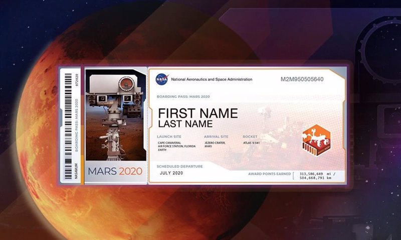 Envía tu nombre a Marte con la misión Mars 2020 de la NASA