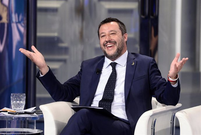 Matteo Salvini TV interview in Rome