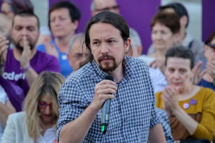 Acto de campaña de Podemos en la Plaza del 2 de Mayo en Madrid