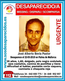 Successos.- Cerquen un home de 35 anys desaparegut a Palma des del dimecres