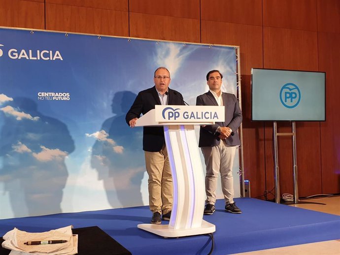 El secretario general del PP de Galicia, Miguel Tellado, en rueda de prensa