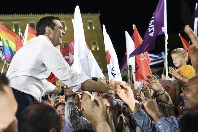 Syriza campaign for European elections in Athens