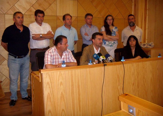 Rueda de prensa de Maíllo con alcaldes de la Sierra Sur sevillana