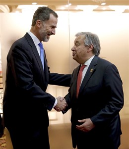 Encuentro del Rey Felipe con el secretario general de la ONU, Antonio Guterres