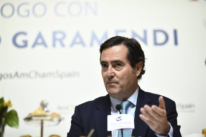 Diálogo entre el presidente de la CEOE, Antonio Garamendi y el de la Cámara de Comercio de EEUU en España (AmChamSpain), Jaime Malet