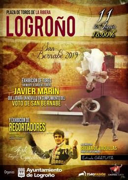 El torero Javier Marín recreará el Voto de San Bernabé lidiando sin muerte un toro en La Ribera la tarde del 11 de junio