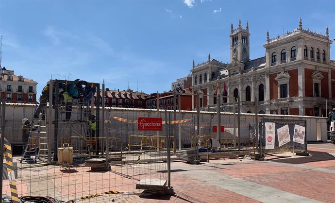 Las obras de la Plaza Mayor de Valladolid requerirán aún otros 15 días para estar concluidas, según el Ayuntamiento