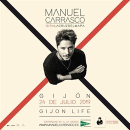 CARTEL ANUNCIADOR CONCIERTO MANUEL CARRASCO EN EL FESTIVAL 'GIJÓN LIFE'