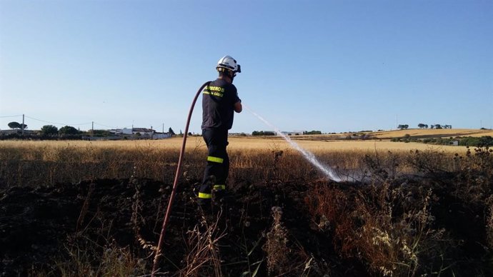 Cádiz.- Sucesos.- Bomberos intervienen en un incendio de trigal en Chiclana y otros nueve fuegos de vegetación