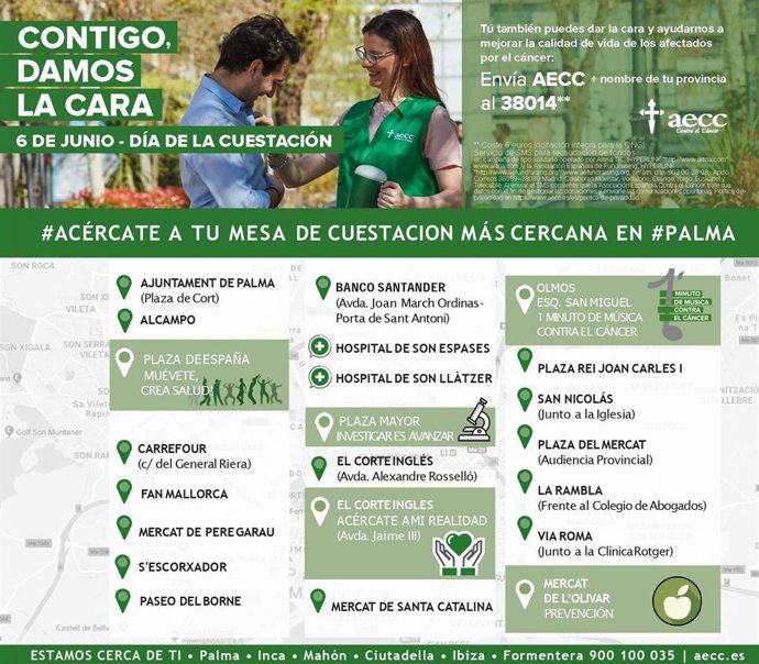 La AECC celebra este jueves el Día de la Cuestación en Palma con más de 200 voluntarios contra el cáncer