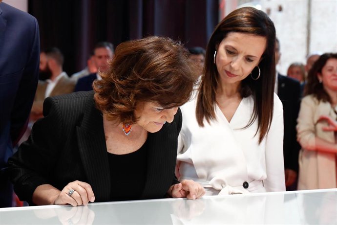 Inauguración en Madrid de la exposición '140 años de progreso', con la que el PSOE celebra sus 140 años de historia