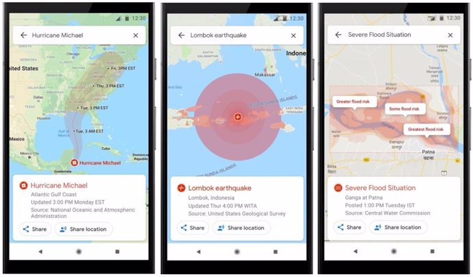 Las alertas de SOS de Google mostrarán información visual sobre desastres naturales