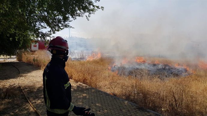 Sevilla.- Bomberos de Alcalá realizan tareas de prevención de quemas controladas en su campaña de verano