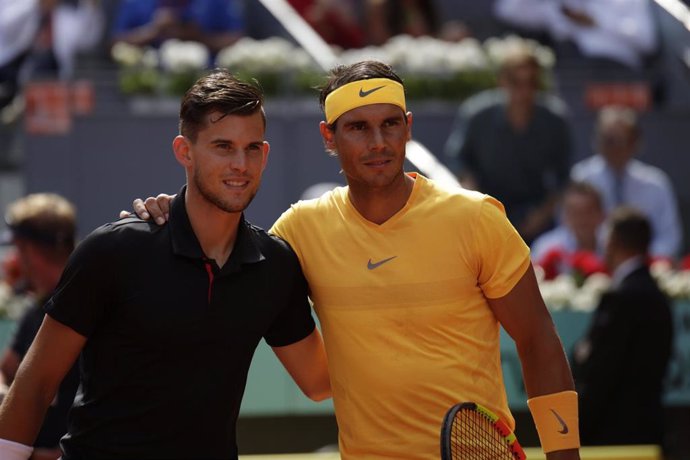 Dominic Thiem y Rafa Nadal en el Mutua Madrid Open