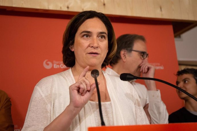 Rueda de prensa de la alcaldesa de Barcelona en funciones, Ada Colau, en Marina 131, Barcelona