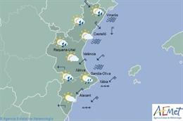 Intervalos nubosos y descenso de temperaturas este martes en la Comunitat Valenciana
