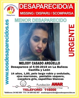 Sucesos.- Piden colaboración para localizar a una menor desaparecida desde hace seis días en La Bañeza (León)