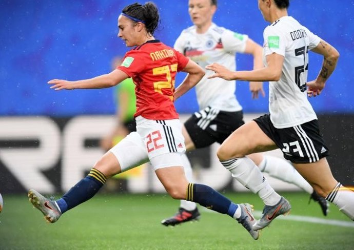 La delantera internacional española Nahikari García, durante un partido.
