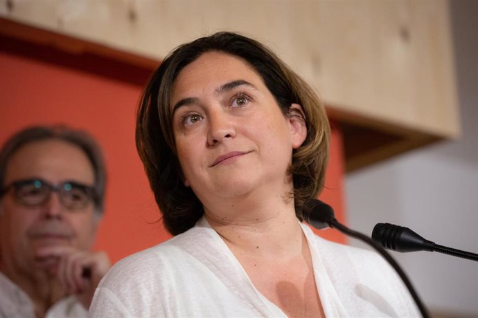 Rueda de prensa de la alcaldesa de Barcelona en funciones, Ada Colau, en Marina 131, Barcelona