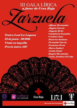 El Teatro Leal (Tenerife) acoge este sábado la III Gala Lírica 'Zarzuela' a beneficio de Cruz Roja