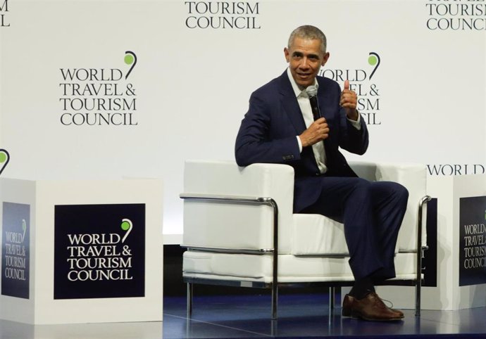 El expresidente estadounidense Barack Obama interviene en Congreso Mundial de Turismo WTTC.  