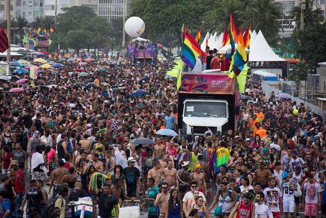 Rio de Janeiro, RJ, Brazil, November 15th 2015: A crowd with about 500.000 peopl