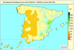 La falta de lluvias acumulada desde octubre es del 15% en el conjunto de España y solo hay superávit en el tercio este