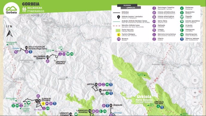 Municipios de la comarca elaboran un mapa con 23 rutas y senderos para recorrer el Parque Natural del Gorbeia