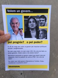 BComú critica els pamflets a favor de Maragall a Barcelona en l'últim dia de la seva consulta