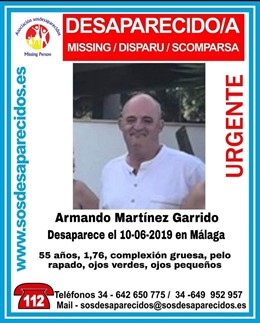Málaga.- Sucesos.- Buscan a un hombre de 55 años desaparecido en Málaga desde el pasado lunes