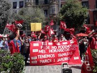 Mig centenar de manifestants protesten a Cort per les condicions de treball de les contractes de Parcs i Jardins