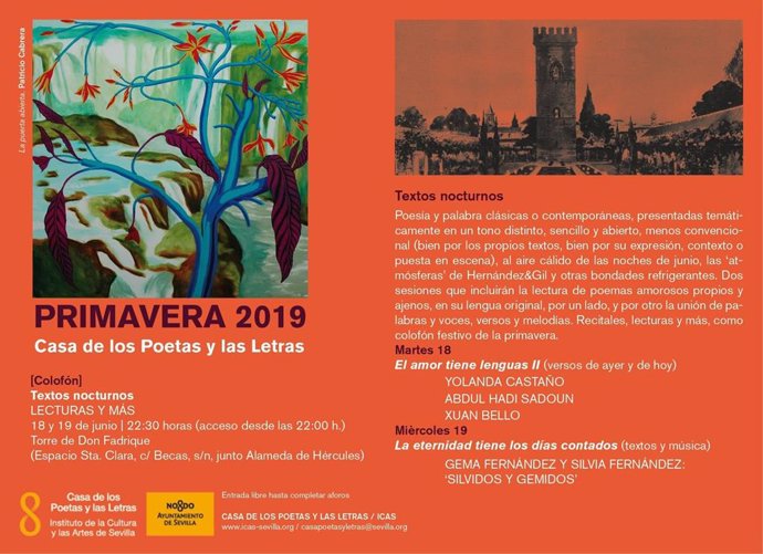 Sevilla.- El ciclo 'Textos nocturnos' cierra la programación de primavera de la Casa de los Poetas