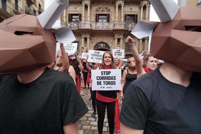 Protesta antitaurina en Pamplona