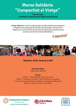 Cáritas Mallorca celebra este martes una marcha solidaria a favor de los derechos de migrantes y refugiados