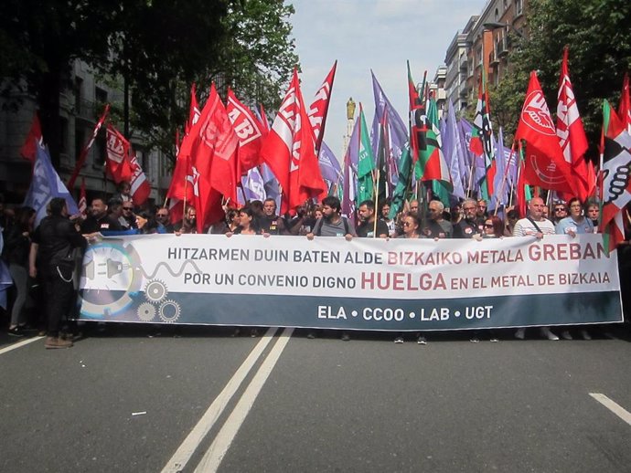 Sindicatos cifran en un 85% el seguimiento de la huelga en el Metal de Bizkaia por el convenio