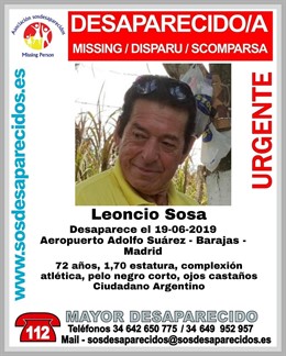 Un hombre argentino de 72 años, Leoncio Sosa lleva desaparecido desde este miércoles en el Aeropuerto Adolfo Suárez Madrid Barajas