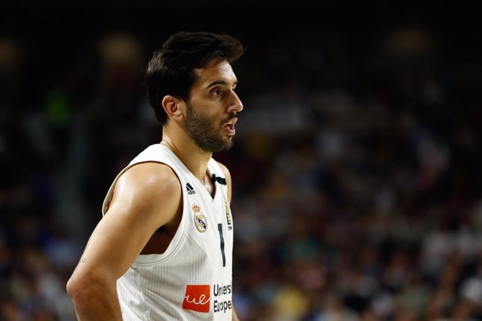 Facundo Campazzo of Argentina and Real Madrid during the Playoffs, 2nd round, Turkish Airlines EuroLeague basketball match played between Real Madrid and Panathinaikos at WiZink Center Stadium in Madrid, Spain, on April 19, 2019.