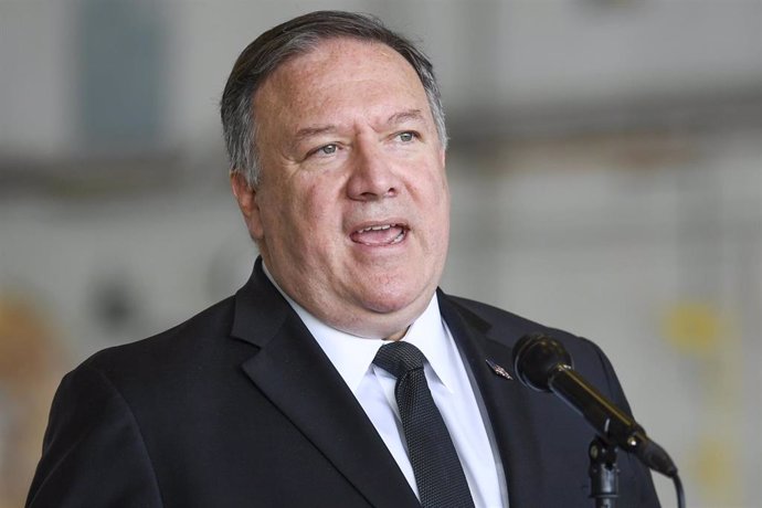 18 June 2019, US, Tampa: US Secretary of State Mike Pompeo speaks during a press conference regarding the ongoing tensions with Iran during his visit to the MacDill Air Force Base. Photo: Allie Goulding/Tampa Bay Times via ZUMA Wire/dpa