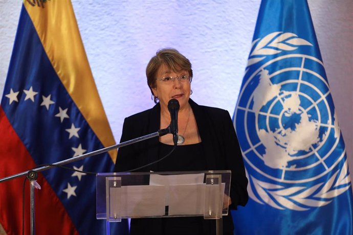 Michelle Bachelet durante una rueda de prensa en Caracas