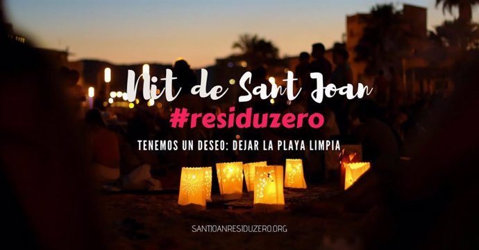 Cartel informativo del evento 'Nit de Sant Joan #residuzero' (Noche de San Juan #residuocero).