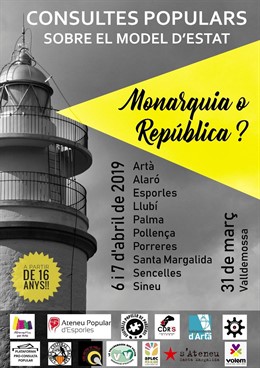 Cartell de les consultes populars sobre Monarquia o República a Mallorca